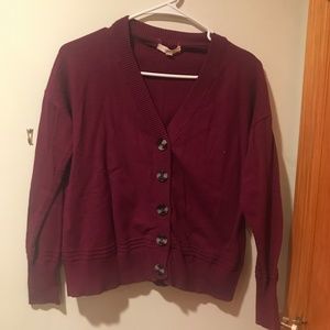 Peyton Primrose Berry Button-Up 3/4 Cardigan | Size: S